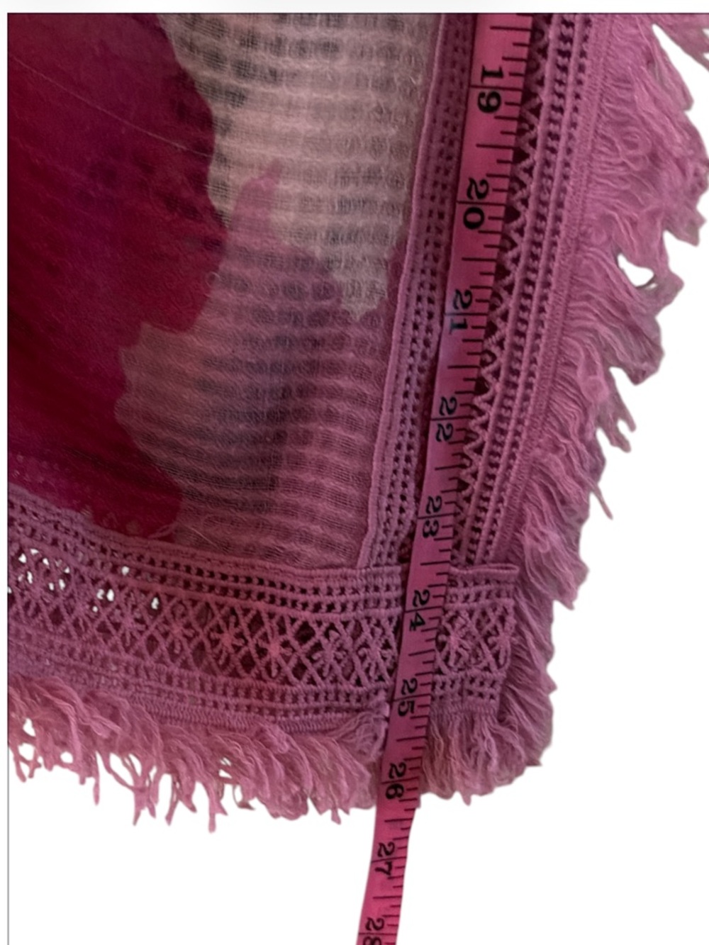 Pink Floral Open-Front Fringed Kimono Cardigan - Picture 6 of 6